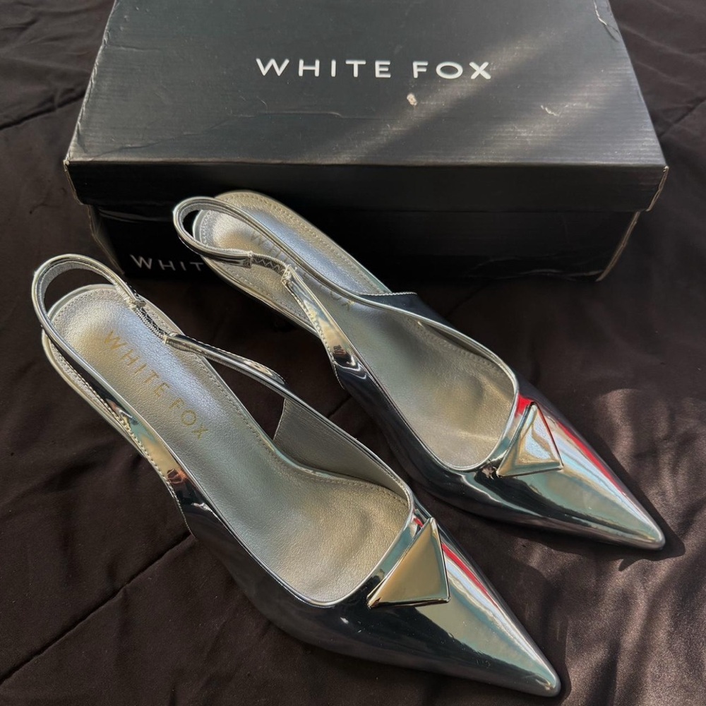 White Fox Boutique Metallic Slingback Heels
